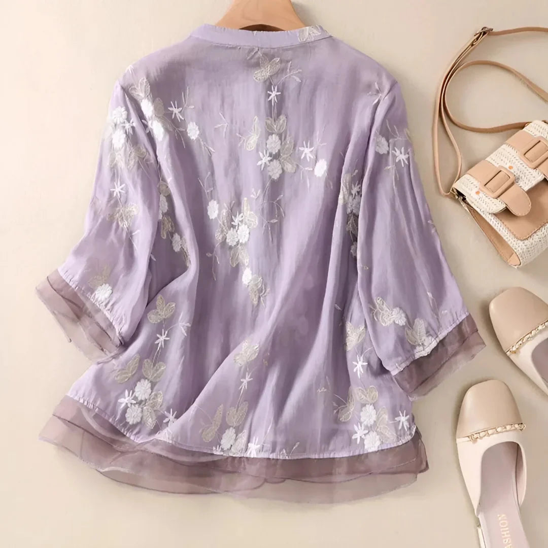 Laurienne™ | Geborduurde blouse