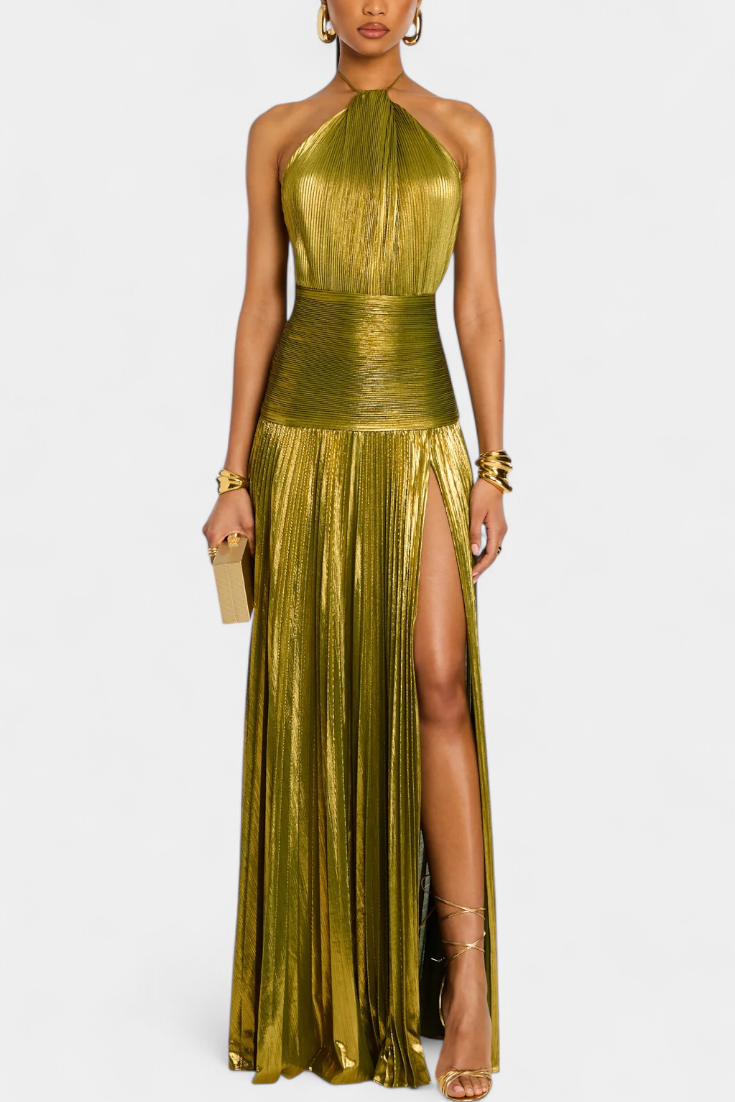 Lorette | Metallic jurk met open rug
