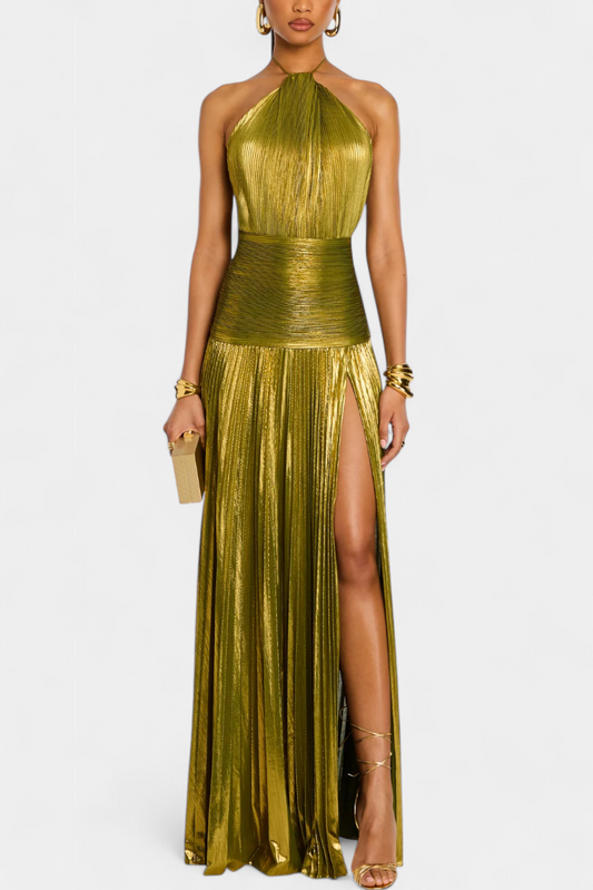 Lorette | Metallic jurk met open rug