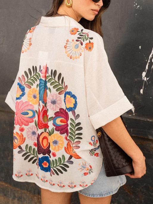 Carla™ | Kort mouwen bloemenblouse
