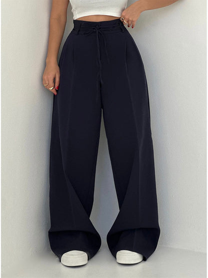 Lina™ | Elegante broek met wijde pijpen, hoge tailleband en riemdetail