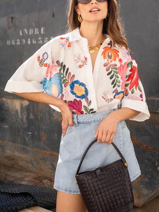 Carla™ | Kort mouwen bloemenblouse