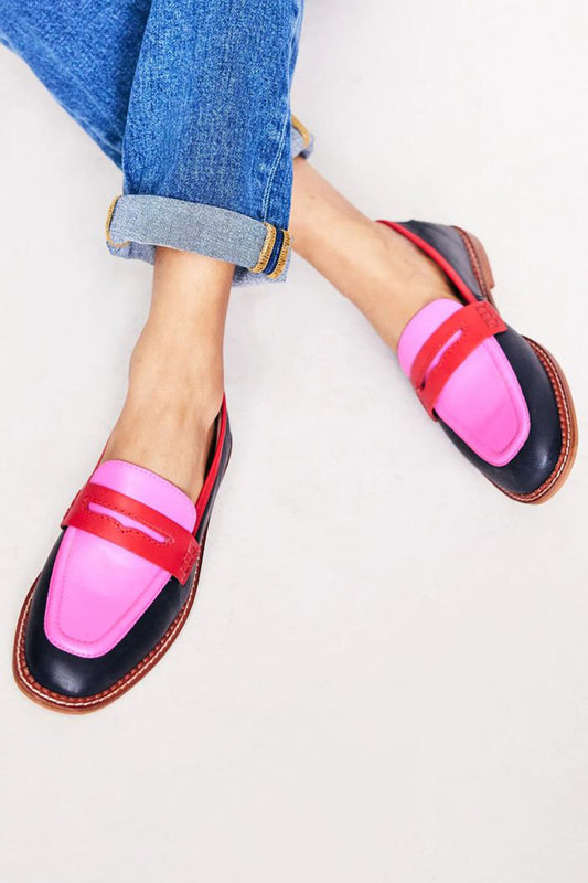 Sanne | Zwarte mocassins met kleurrijke details