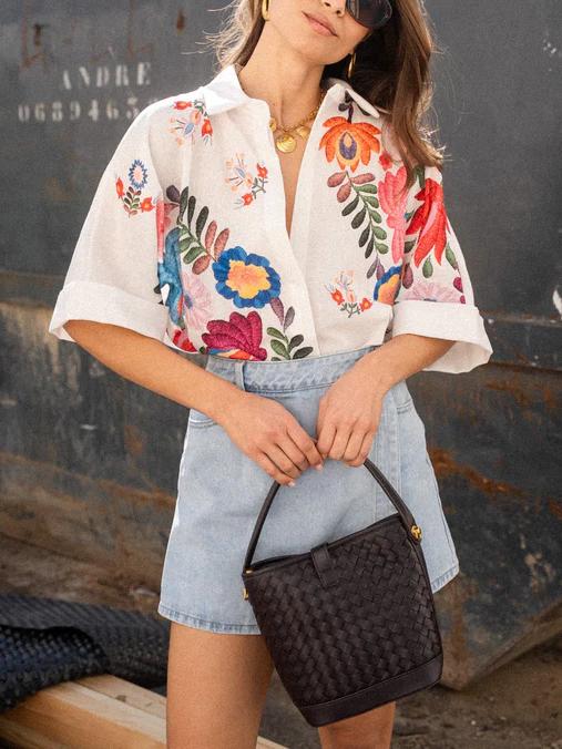Carla™ | Kort mouwen bloemenblouse