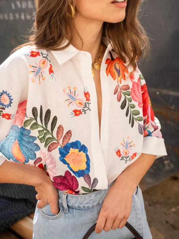 Carla™ | Kort mouwen bloemenblouse