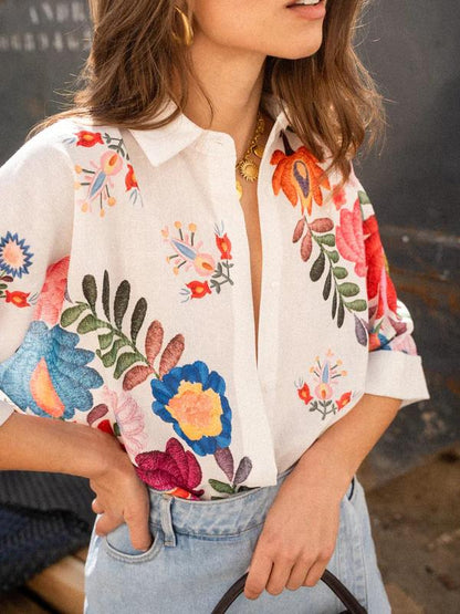 Carla™ | Kort mouwen bloemenblouse