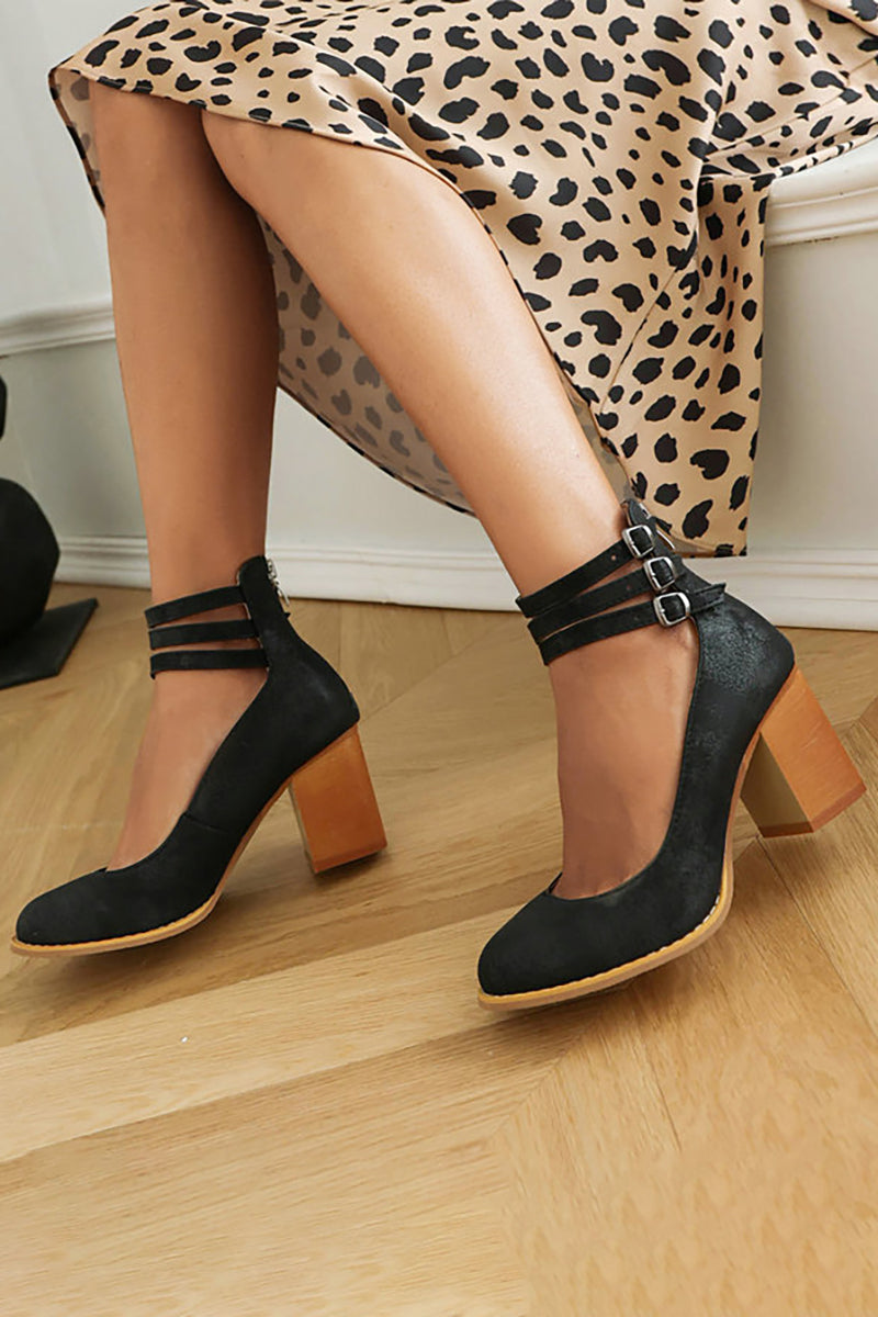 Luna | Gladde sandalen met enkelbandje en brede hak