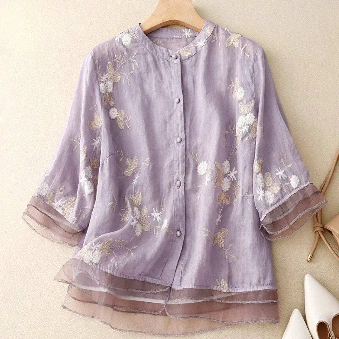 Laurienne™ | Geborduurde blouse