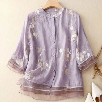 Laurienne™ | Geborduurde blouse