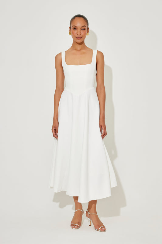Elise™ | Elegante Midi-jurk met vierkante halslijn