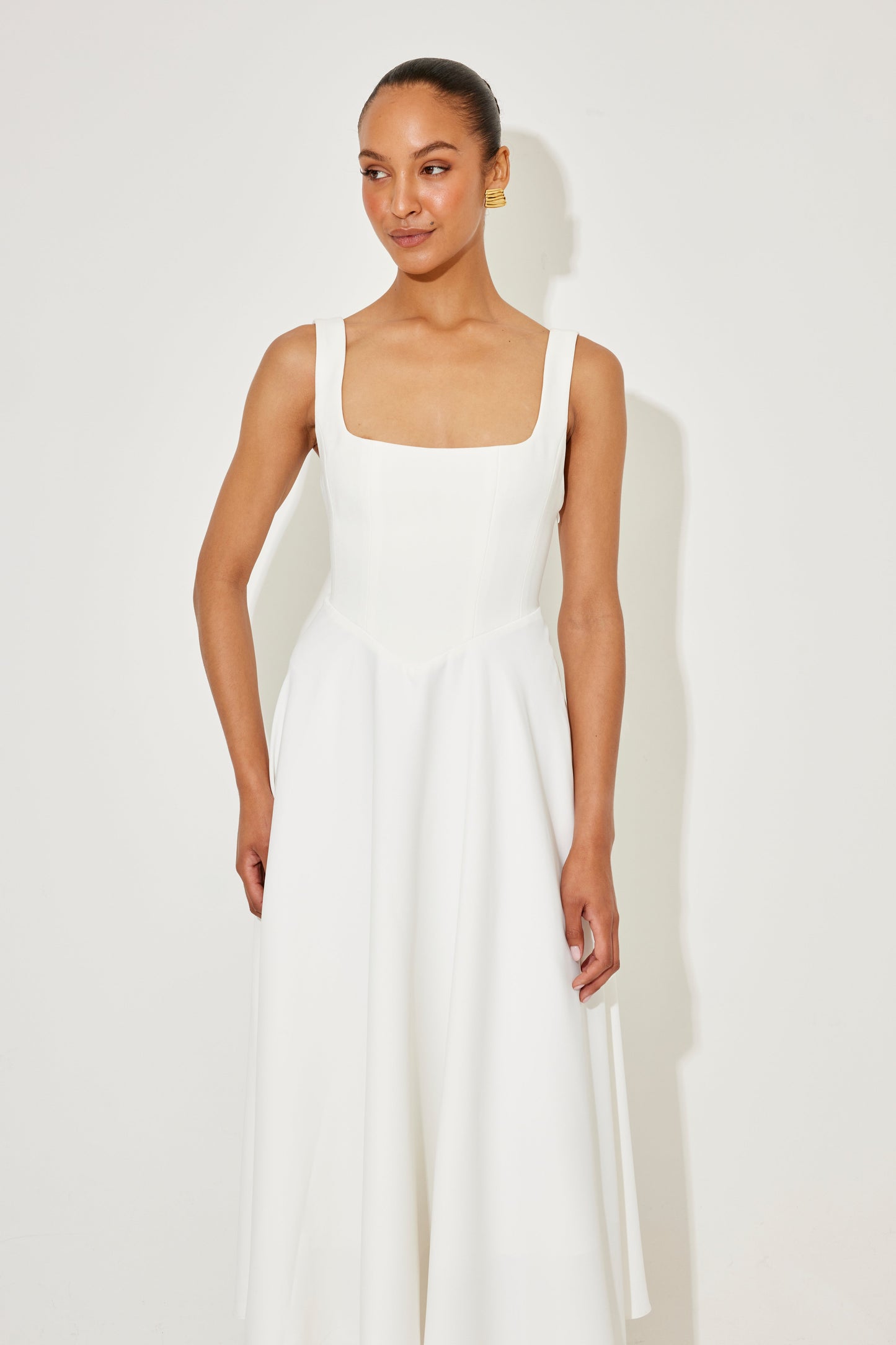 Elise™ | Elegante Midi-jurk met vierkante halslijn
