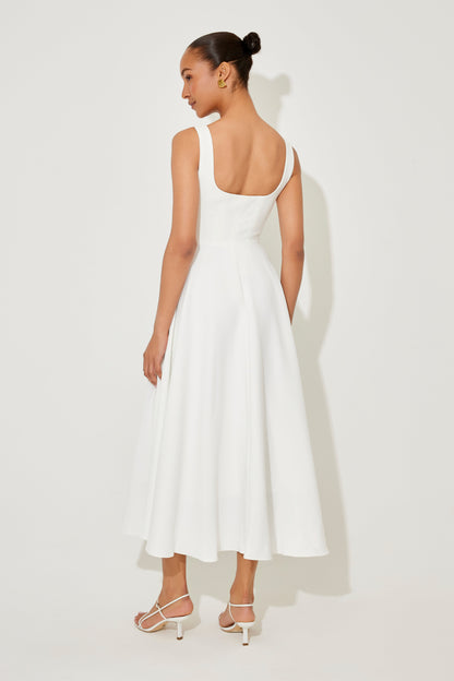 Elise™ | Elegante Midi-jurk met vierkante halslijn