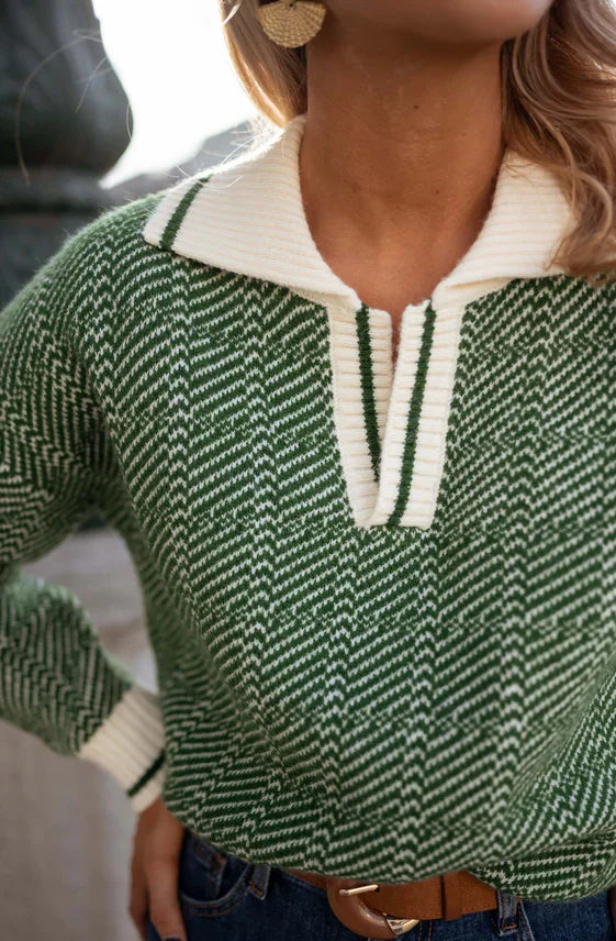 Emilia | De Groene V-hals Trui