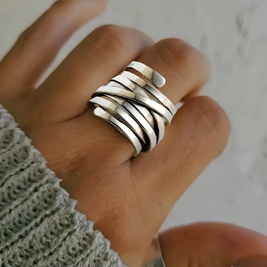 Bliss – Vintage dikke laag zilveren ring