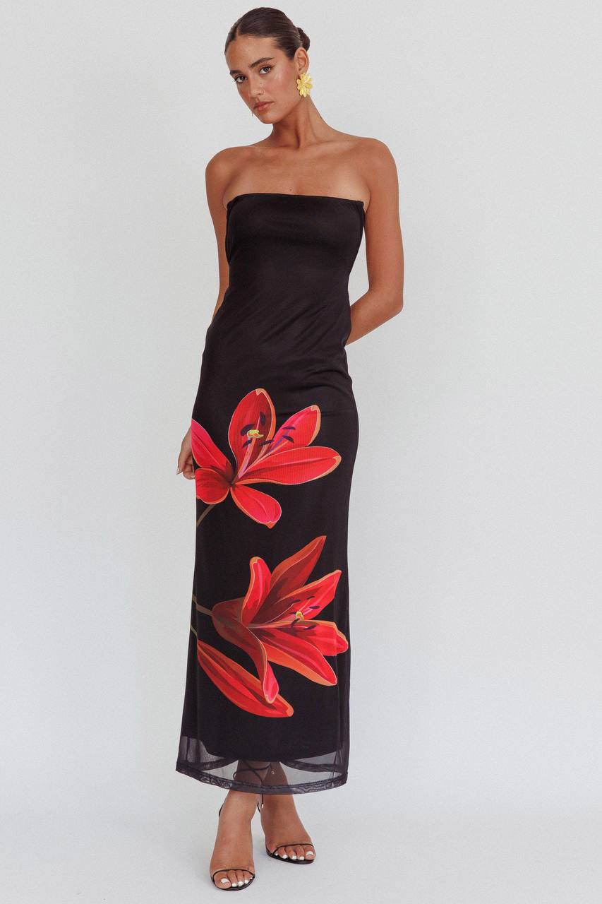 Eva™ | Strapless bloemenjurkje