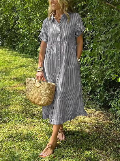 Eva™ | Maxi Jurk met Knopen