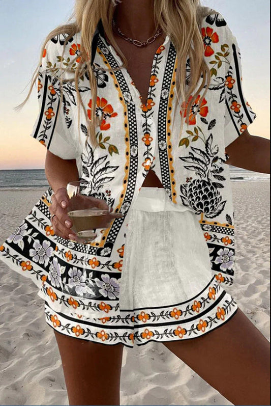 Elise | Linnen set met bloemenprint