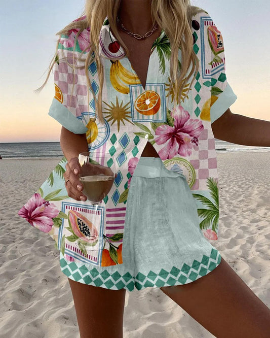 Noa | Linnen set met fruitprint