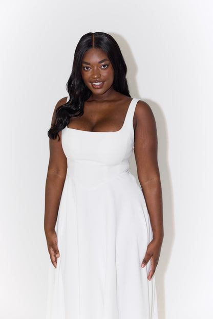Elise™ | Elegante Midi-jurk met vierkante halslijn