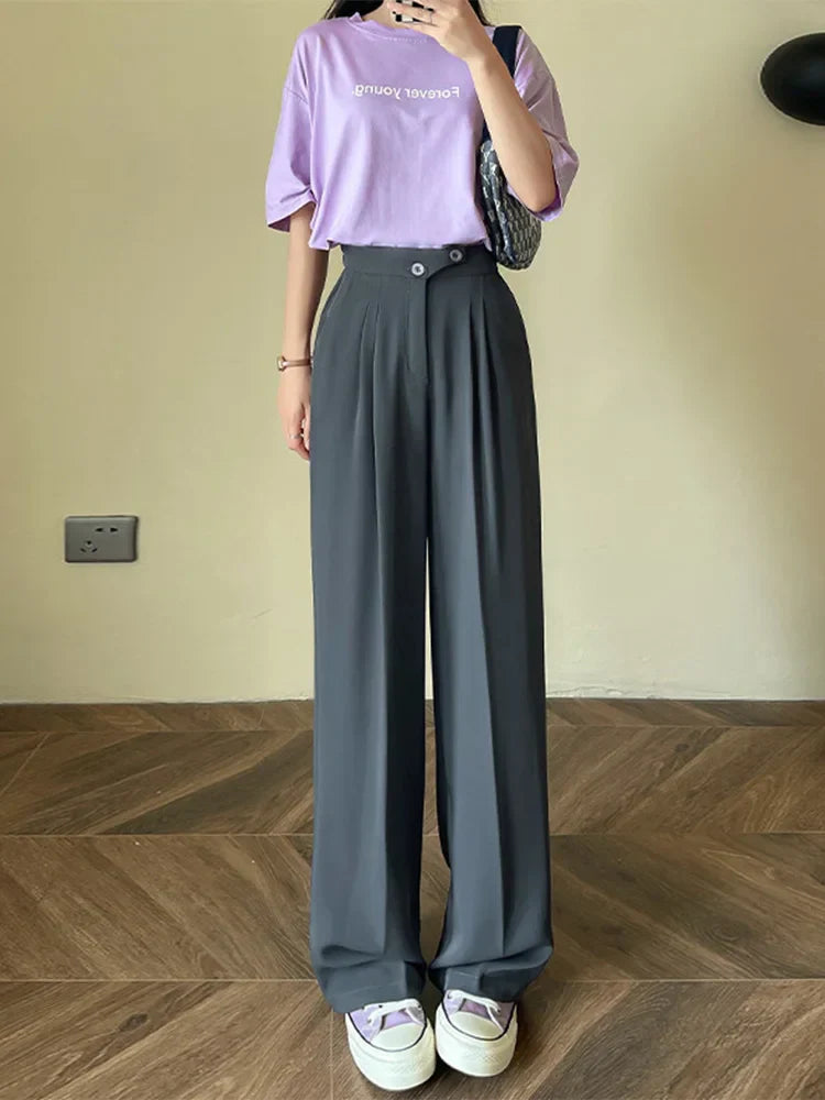 Pauline™ | Wijde linnen broek