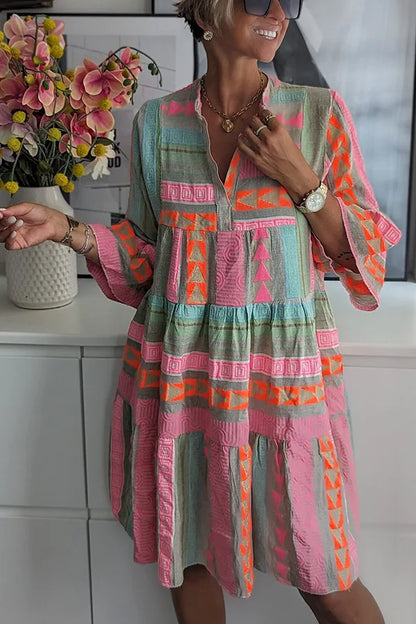 Van Der Waal™ | Boho ruches swingjurk