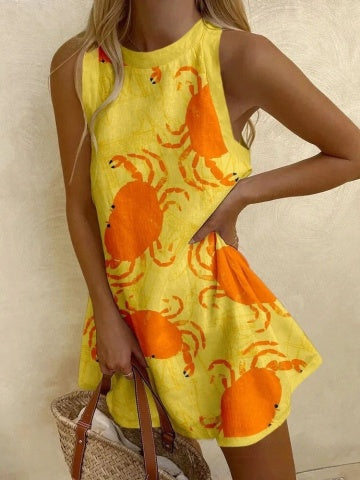 Luna | Mini-jurk met krabprint