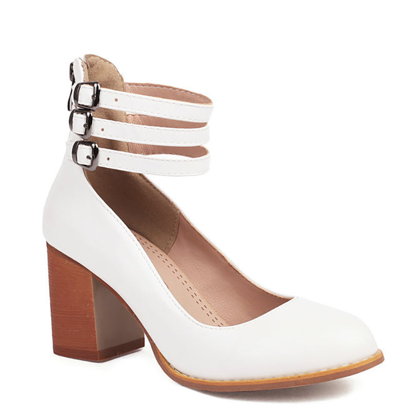 Luna | Gladde sandalen met enkelbandje en brede hak