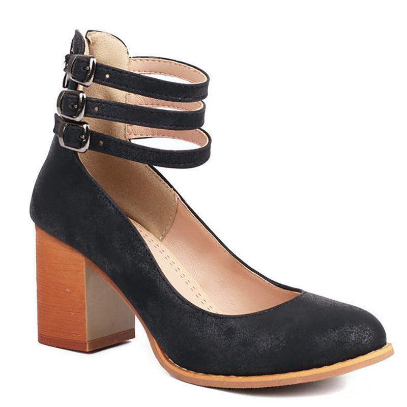 Luna | Gladde sandalen met enkelbandje en brede hak