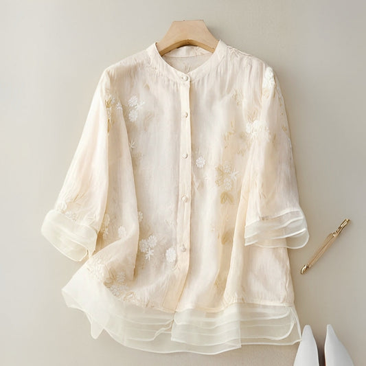 Laurienne™ | Geborduurde blouse