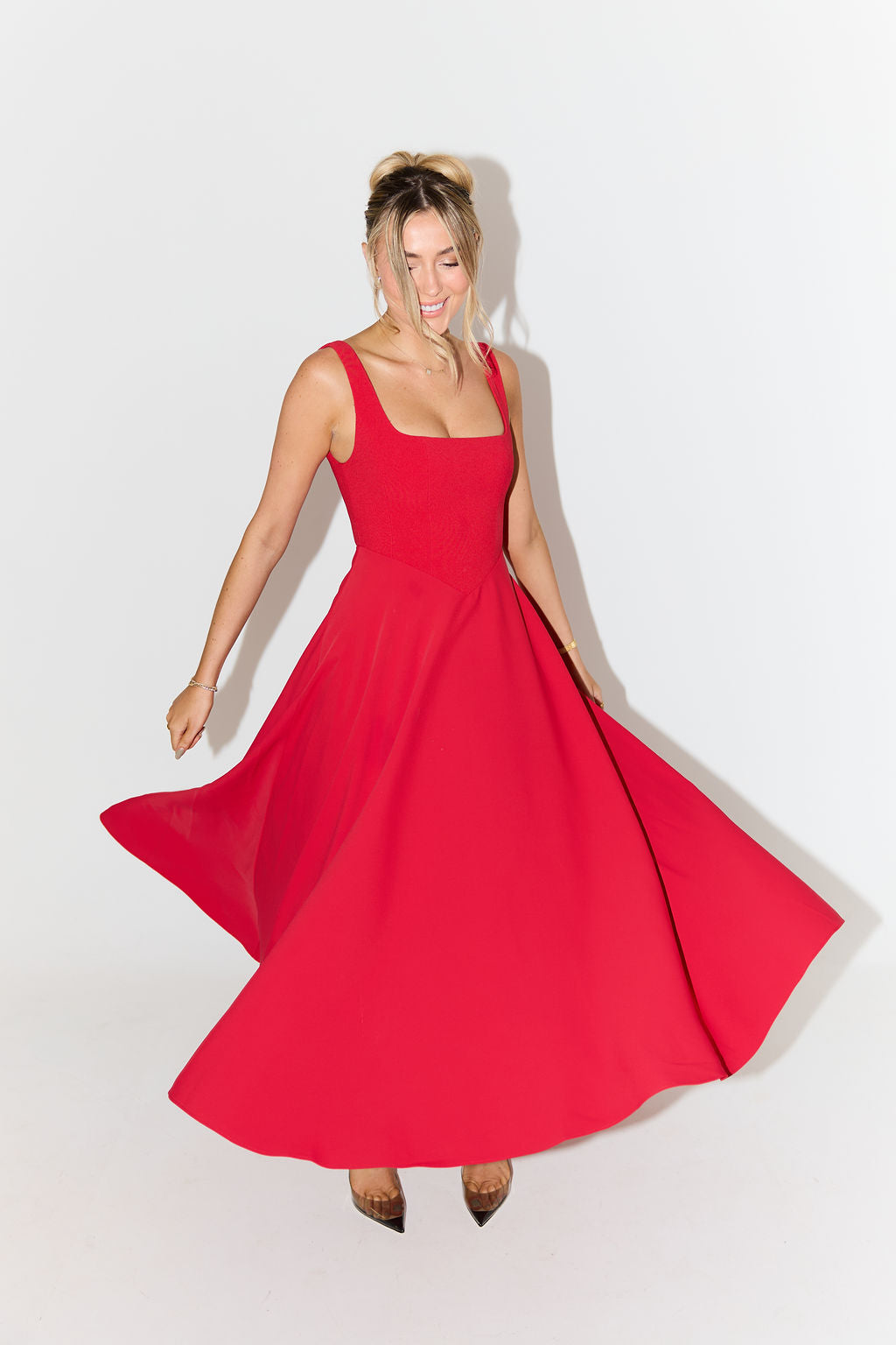 Elise™ | Elegante Midi-jurk met vierkante halslijn